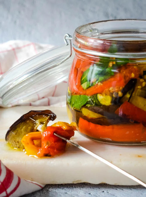 Roasted Mediterranean Vegetables In Rosemary Press Olive Oil