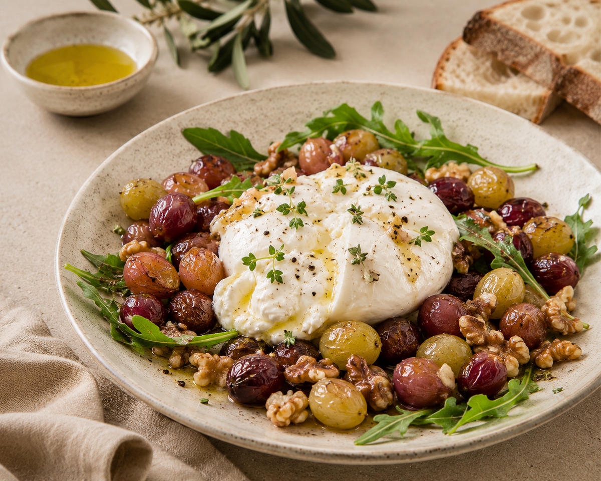 Creamy Burrata with Roasted Grapes