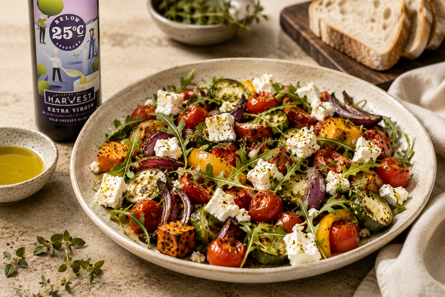 Roasted Vegetable & Feta Salad with Arbosana