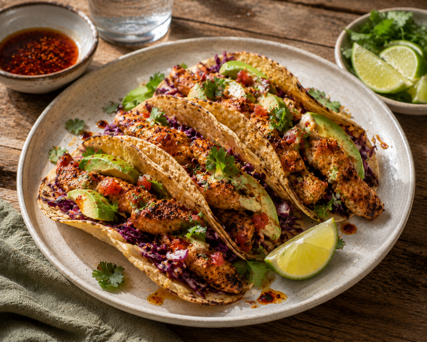 Spicy Chicken Tacos with Avocado & Lime