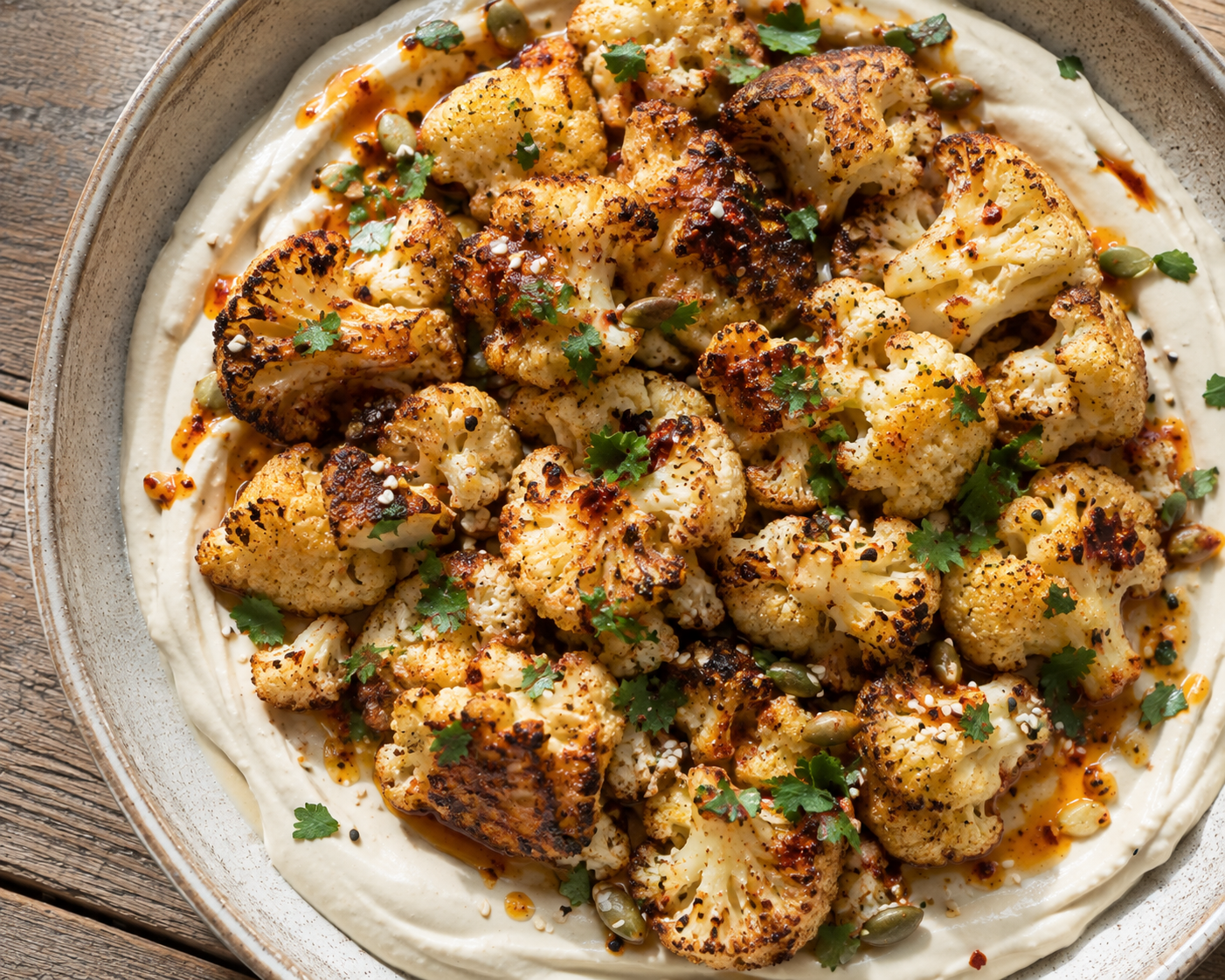 Chilli Roasted Cauliflower with Tahini