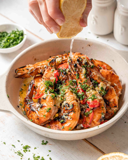 BBQ Grilled Prawns with Lemon Olive Oil