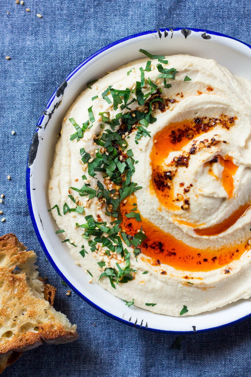 Smooth Hummus topped with Chilli Oil