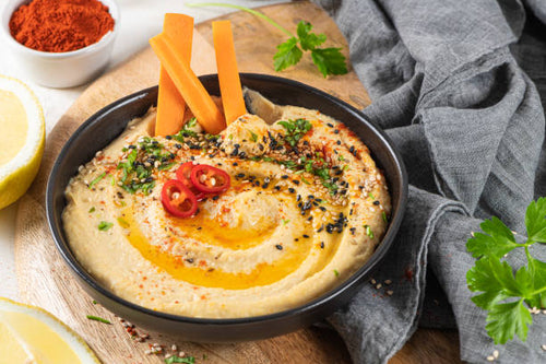 Smooth Hummus topped with Chilli Oil