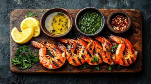 BBQ Grilled Prawns with Lemon Olive Oil