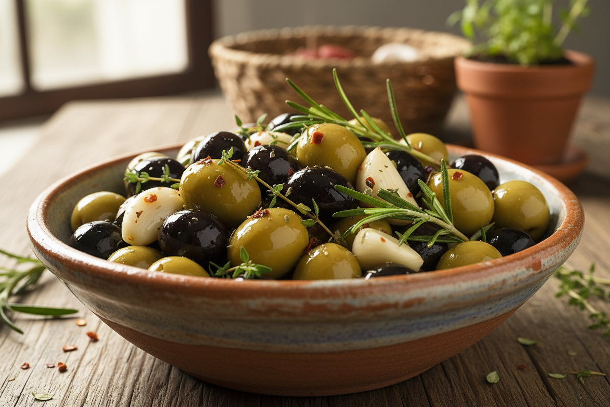 Garlic olives